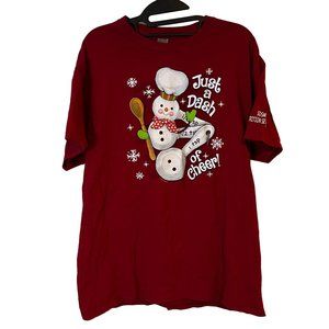 Nutrition Service Christmas Holiday T Shirt Lunch Lady Graphic Red Womens Size L